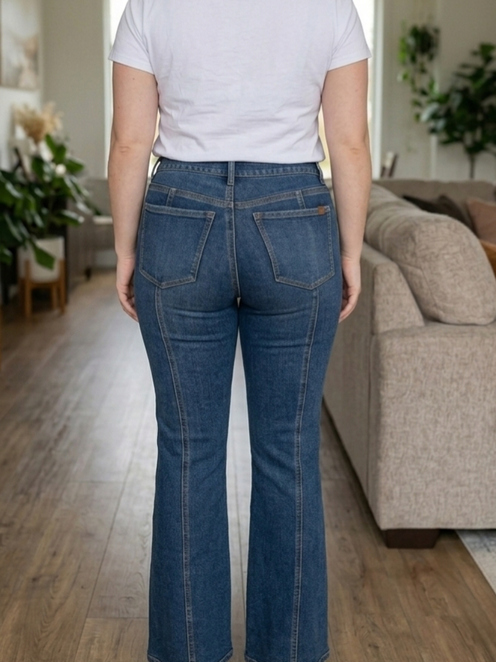 Jessica Simpson Mid-Rise Flare Jeans in Blue Denim - Picture 2 of 3